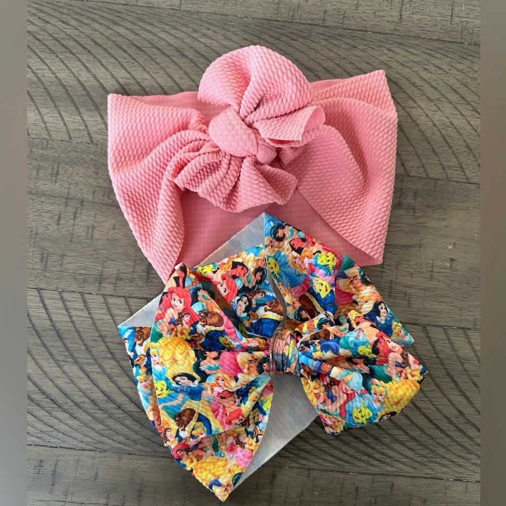 Baby girl hair bows lot- Disney Princess and pink